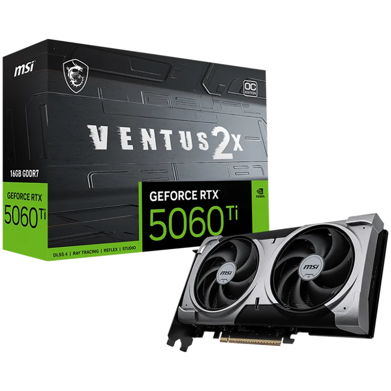 MSI Ventus GeForce RTX 5060 Ti 16GB GDDR7 PCI Express 5.0 x 16 (use x8) Graphics Card RTX 5060 Ti 16G VENTUS 2X OC PLUS