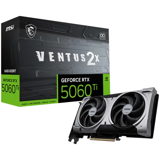 MSI Ventus GeForce RTX 5060 Ti 16GB GDDR7 PCI Express 5.0 x 16 (use x8) Graphics Card RTX 5060 Ti 16G VENTUS 2X OC PLUS