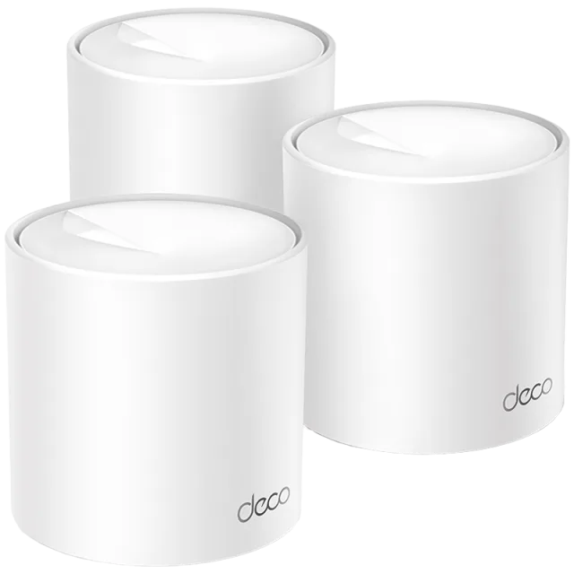 TP-Link Deco X10 (3-pack) AX1500 Whole Home Mesh Wi-Fi 6 System, 300 Mbps at 2.4 GHz + 1201 Mbps at 5 GHz,Internal Antennas, 2× Gigabit Ports (WAN/LAN auto-sensing),Deco App, Router/AP Mode, IPv6, IPT