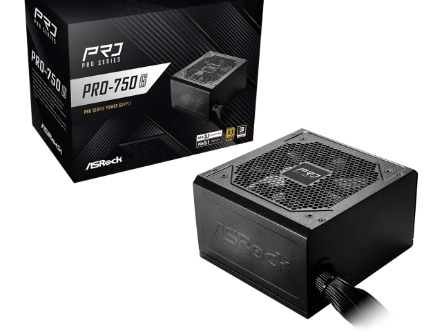 ASRock PSU 750W Gold, Pro80PLUS, 120mm fan, ATX 3.1PCIe 5.1