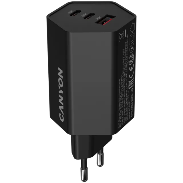 CANYON charger HEXAGON 65 GaN 65W 2xPD 1xQC EU Black