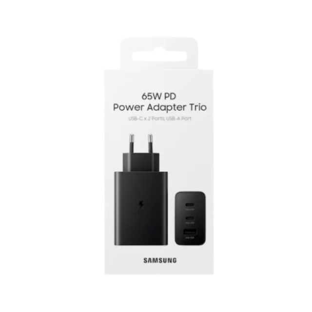 Kucni punjac Samsung Original TRIO 65W USB-A USB-C x2 Black EP-T6530