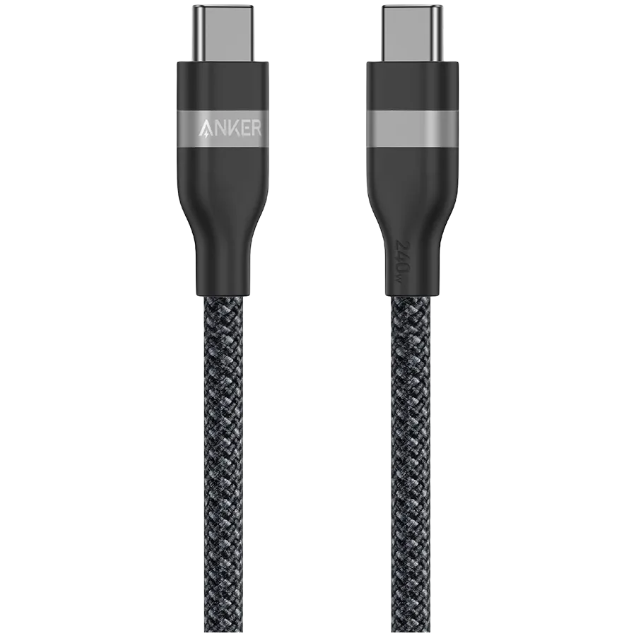 Anker USB-C to USB-C Cable (180cm, 240W, Upcycled-Braided) Black