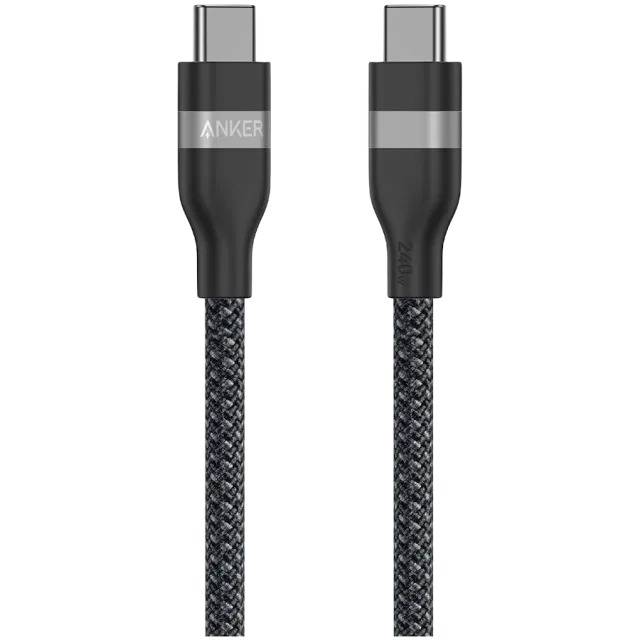 Anker USB-C to USB-C Cable (180cm, 240W, Upcycled-Braided) Black