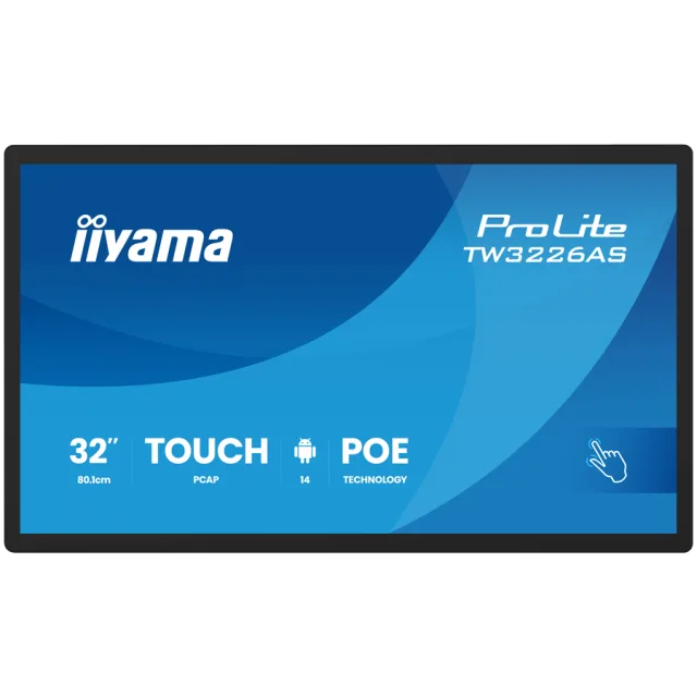 Iiyama PROLITE TW3226AS-B3P Android PC  PCRK3576 RAM 4 GB SSD 32GB Mali-G52 Gigabit ETH IEEE 802.11ax WI-Fi 6 BT Android 14 FHD TOUCH BLACK
