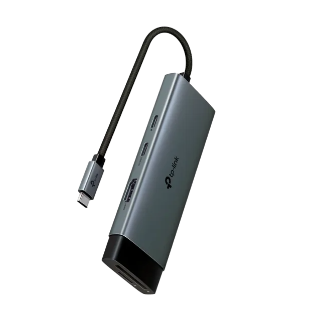 TP-Link UH7020C USB Type-C 7-Port Hub, 1 x USB-C Connector,1 x HDMI 4K 60Hz Port,1 x USB-C PD 100W Port,1 x SD + 1 × microSD(TF) 200MB/s Port,2 x USB-A 3.0 Ports,1 x USB-C 3.0 Port, Plug and Play, Sel