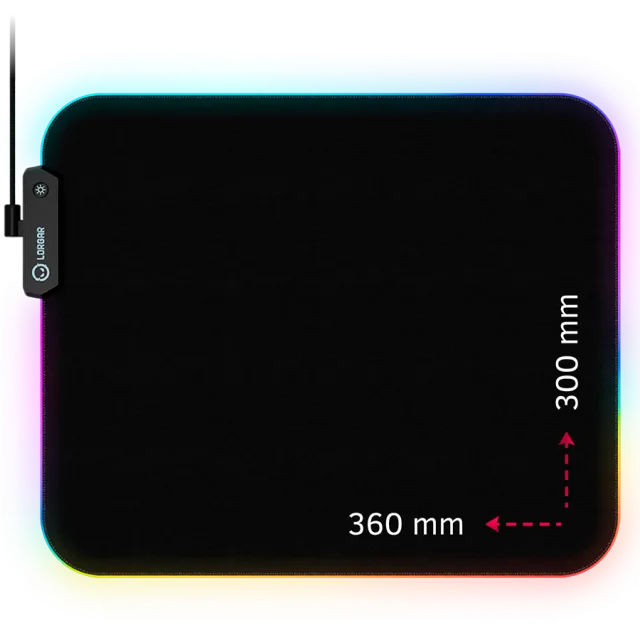 Lorgar Steller 913, Gaming mouse pad, High-speed surface, anti-slip rubber base, RGB backlight, USB connection, Lorgar WP Gameware support, size: 360mm x 300mm x 3mm, weight 0.250kg