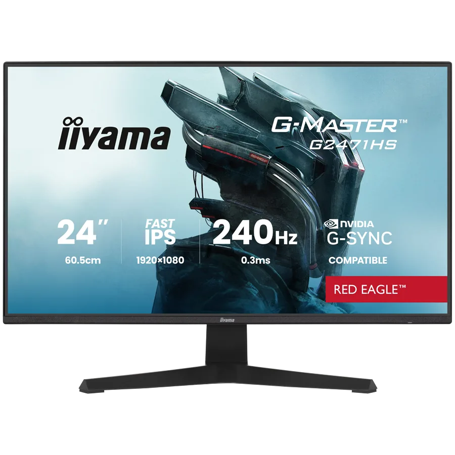 IIYAMA Gaming Monitor G2471HS-B1 G-MASTER 23.8" Fast IPS 1920 x 1080 350cd 1000:1 0.3ms  HDMI DP Tilt