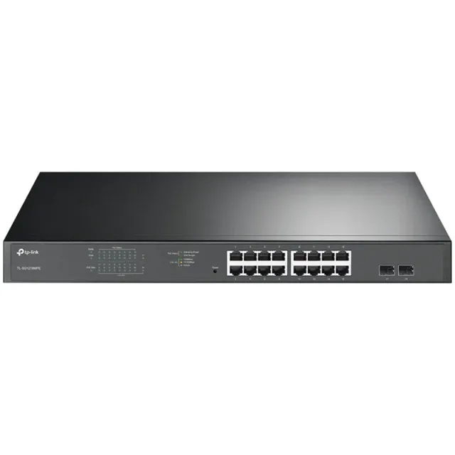 TP-Link TL-SG1218MPE 16-Port Gigabit PoE+ Easy Smart Switch,16 Gigabit PoE+ RJ45 Ports,2 x SFP, 2× combo gigabit SFP slots,802.3at/af,250W PoE Power,1U 19-inch Rack-mountable Steel Case,MTU/Port/Tag-b