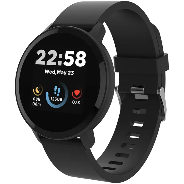 CANYON Lollypop SW-63, Smart watch, 1.3inches IPS full touch screen, Round watch, IP68 waterproof, multi-sport mode, BT5.0, compatibility with iOS and android, black, Host: 25.2*42.5*10.7mm, Strap: 20