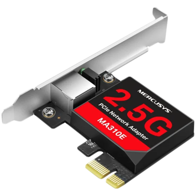Mercusys MA310E 2.5 Gigabit PCIe Network Adapter, 2.5 Gbps, 1x PCI Express 2.1, 1x 2.5 Gbe RJ45,  Full-Height Bracket/Low-Profile Bracket, Wake-on-LAN, Energy-Efficient Ethernet (EEE), Flow Control