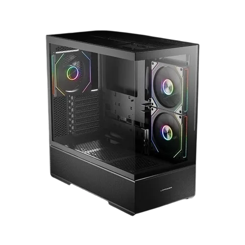 LC-Power Case Gaming 812BOnyx Vision, Midi-Tower, ATX3xARGB fans,GPU: 400mm, CPU Cooler: 190m