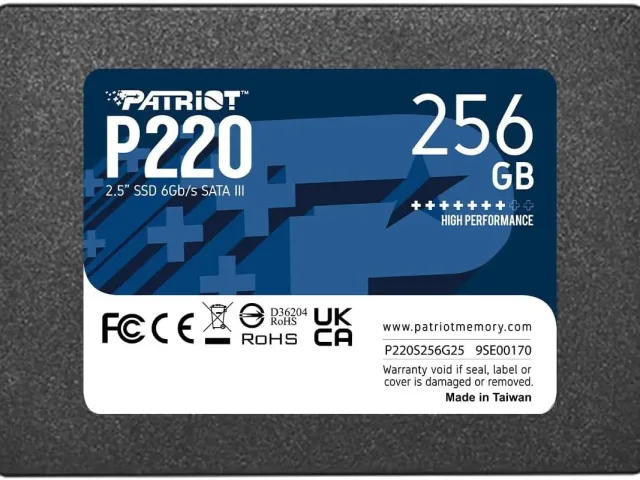 Patriot SSD 256GB 2.5", P220up to R/W: 550/500 MB/s