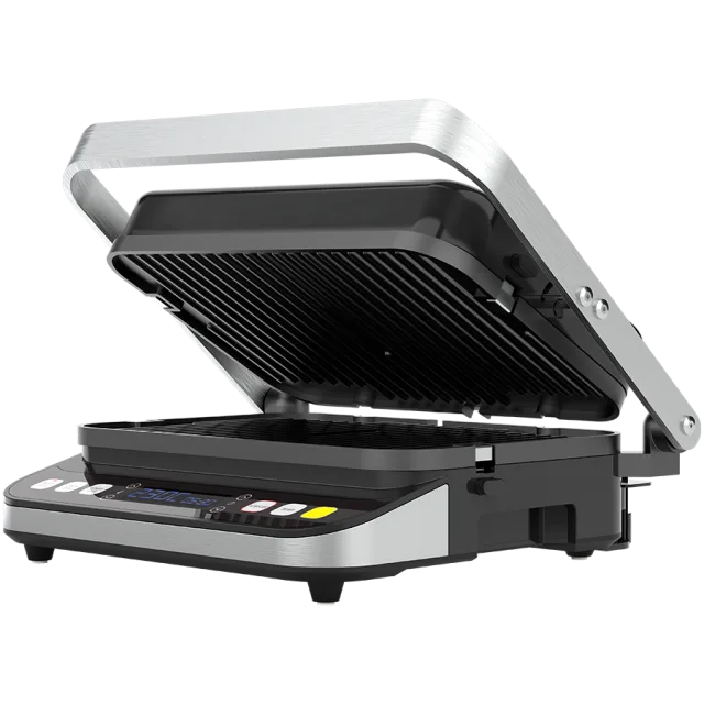 AENO ''Electric Grill EG1: 2000W, 3 heating modes - Upper Grill, Lower Grill, Both Grills  Defrost, Max opening angle -180°, Temperature regulation, Timer, Removable double-sided plates, Plate size 32