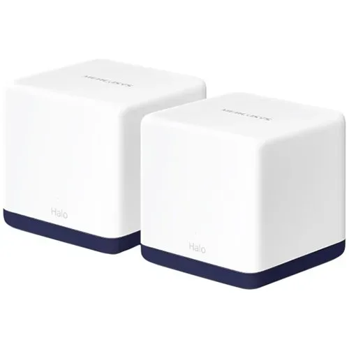 Mercusys Halo H50G (2-Pack) AC1900 Whole Home Mesh Wi-Fi System, 600 Mbps at 2.4 GHz + 1300 Mbps at 5 GHz, 3× Internal Antennas, 3× Gigabit Ports per Unit (WAN/LAN auto-sensing), Halo APP, Router/AP M
