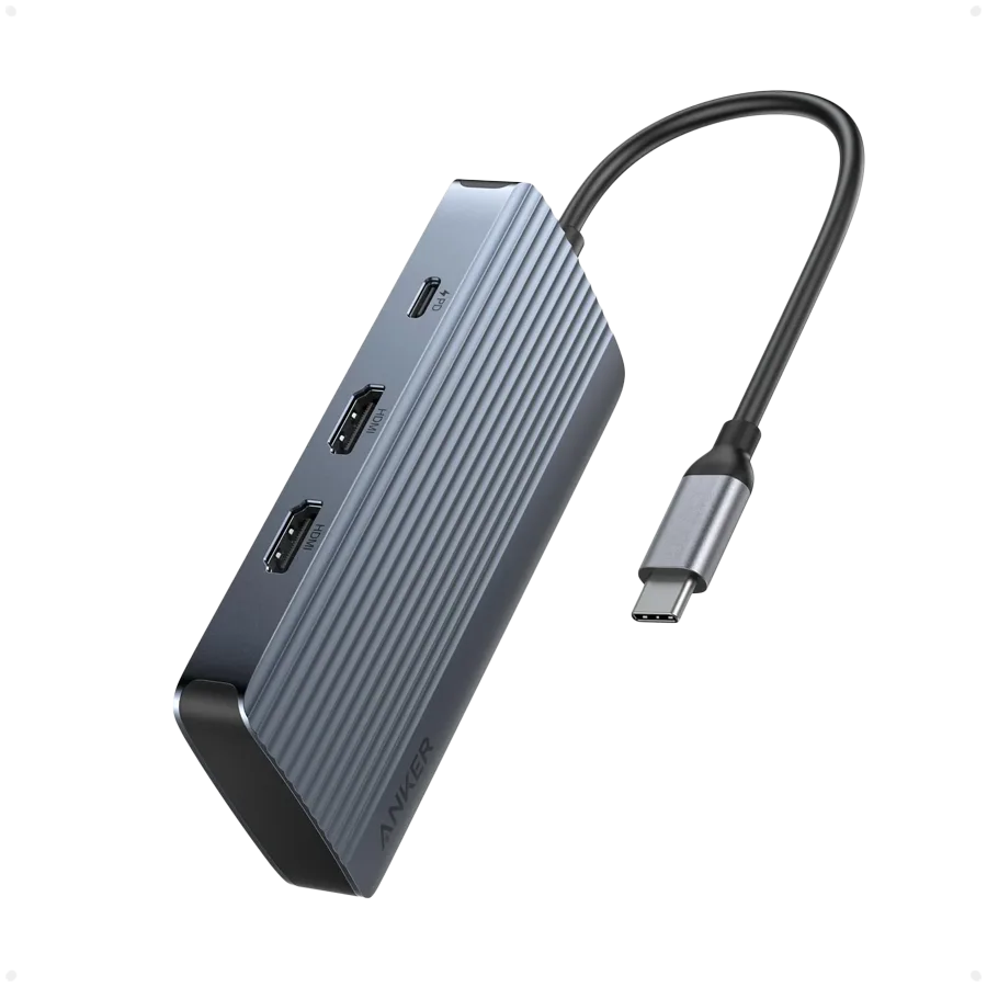 Anker USB-C Hub (7-in-1, Dual Display) Gray