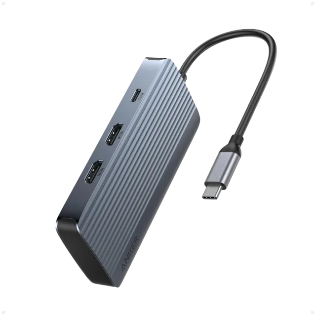 Anker USB-C Hub (7-in-1, Dual Display) Gray