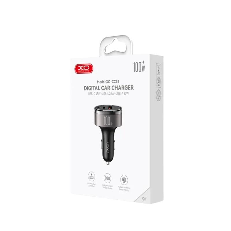 Auto punjac XO inteligentni CC61 100W 2X Type C+USB