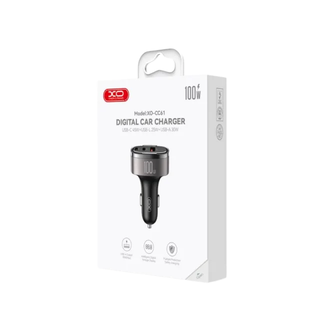 Auto punjac XO inteligentni CC61 100W 2X Type C+USB