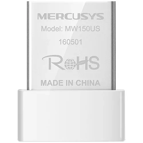 Mercusys MW150US N150 Wireless Nano USB Adapter, 150 Mbps on 2.4 GHz Nano Size, USB 2.0, WPA3, Internal antenna, Plug and Play