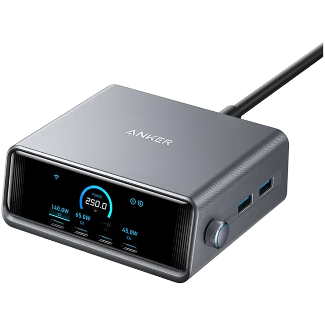Anker Prime Charger (250W, 6 Ports, GaNPrime) Silver
